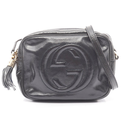 ソーホー ディスコバッグ インターロッキングG ショルダーバッグ エナメルレザー ダークネイビー グッチ バッグ GUCCI