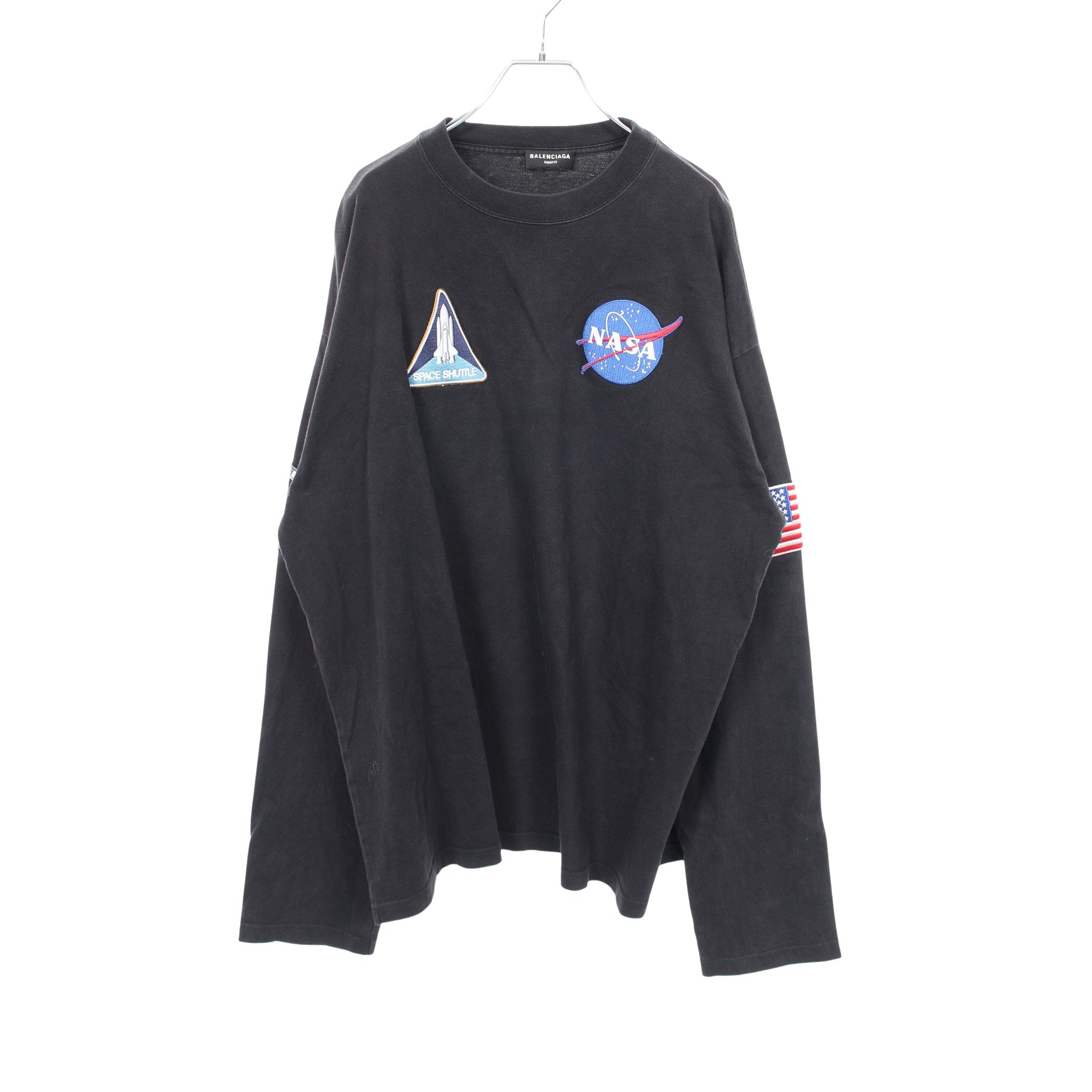 長袖Tシャツ NASAワッペン バックロゴ コットン ブラック バレンシアガ
