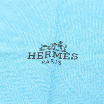 ロザンジュPM スカーフ カシミヤ シルク ライトブルー ネイビー エルメス 財布・小物 HERMES