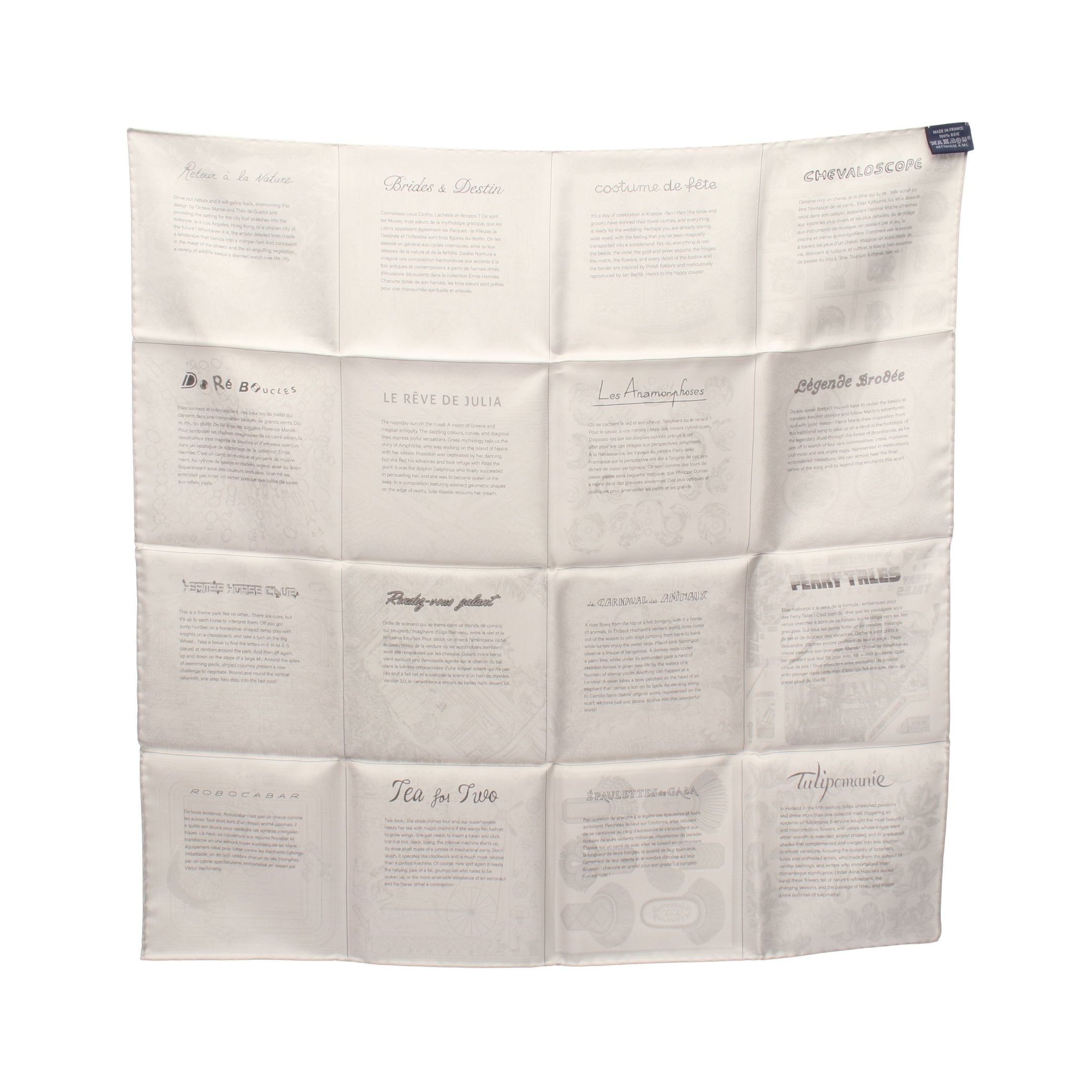 カレ60 ロボカバール ダブルフェイス スカーフ シルク ライトグレー