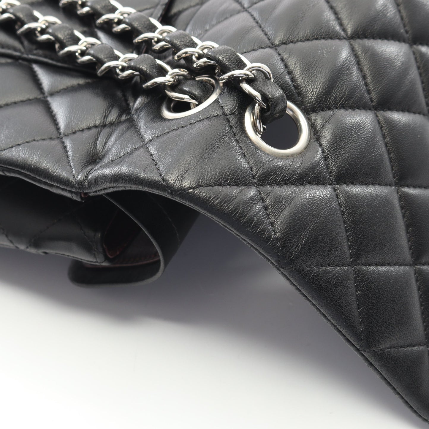 マトラッセ Wフラップ Wチェーンショルダーバッグ キャビアスキン ブラック シルバー金具 シャネル バッグ CHANEL
