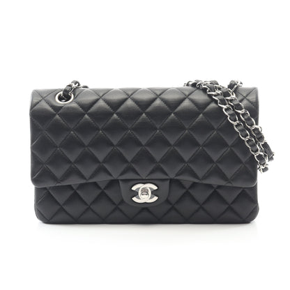 マトラッセ Wフラップ Wチェーンショルダーバッグ キャビアスキン ブラック シルバー金具 シャネル バッグ CHANEL