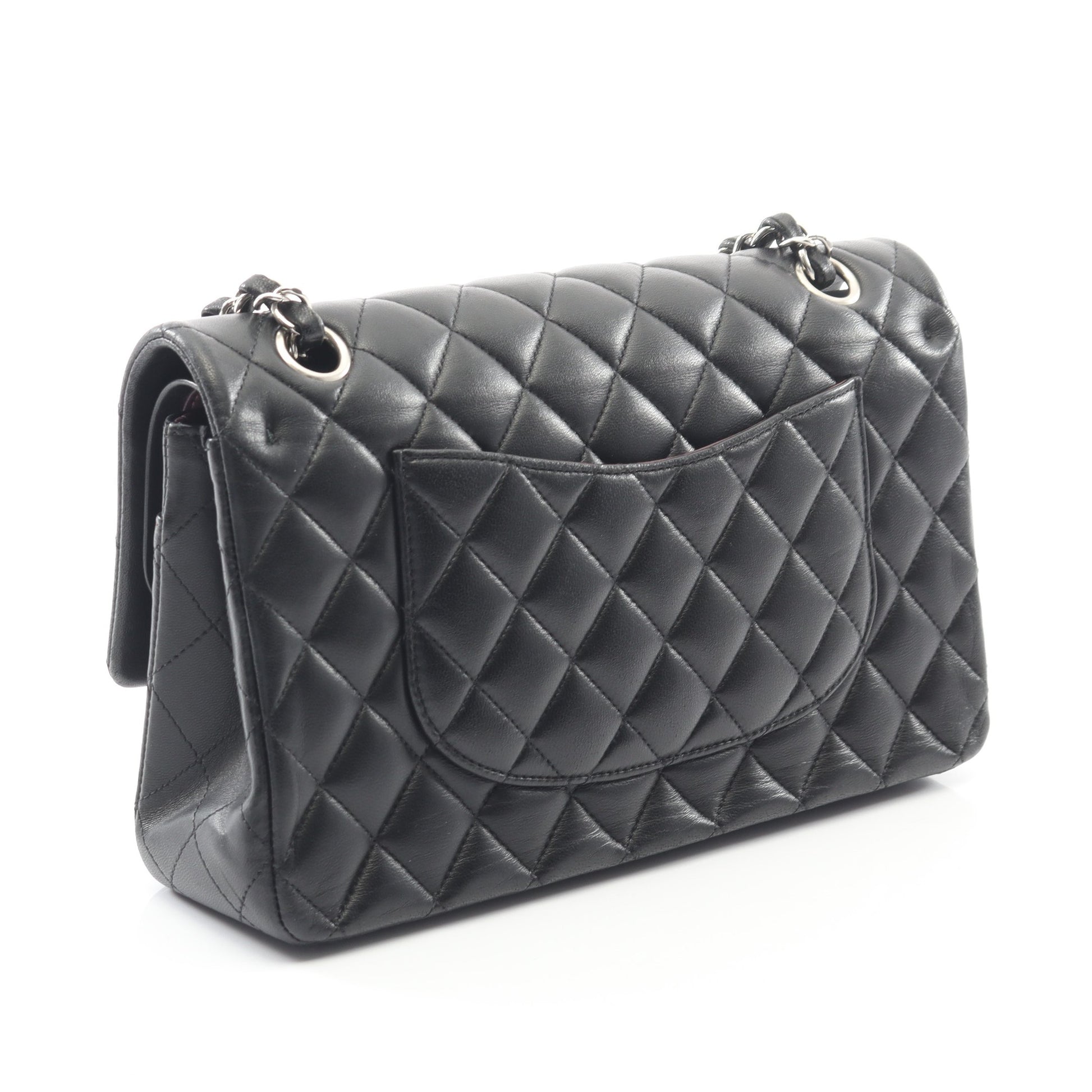 マトラッセ Wフラップ Wチェーンショルダーバッグ キャビアスキン ブラック シルバー金具 シャネル バッグ CHANEL
