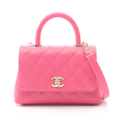 ココハンドルXXS トップハンドル ハンドバッグ キャビアスキン ピンクパープル ゴールド金具 2WAY シャネル バッグ CHANEL
