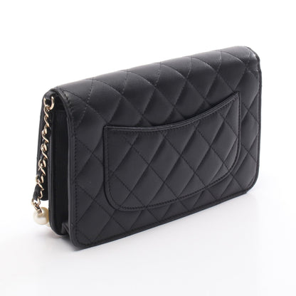 マトラッセ パール チェーンウォレット レザー ブラック ゴールド金具 シャネル バッグ CHANEL
