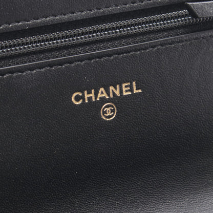 マトラッセ パール チェーンウォレット レザー ブラック ゴールド金具 シャネル バッグ CHANEL