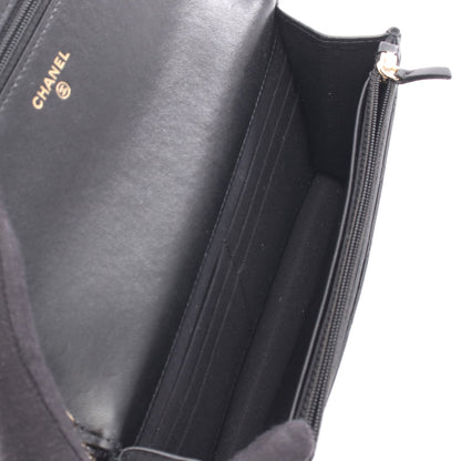 マトラッセ パール チェーンウォレット レザー ブラック ゴールド金具 シャネル バッグ CHANEL
