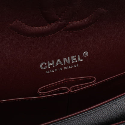 マトラッセ Wフラップ Wチェーンショルダーバッグ キャビアスキン ブラック シルバー金具 シャネル バッグ CHANEL
