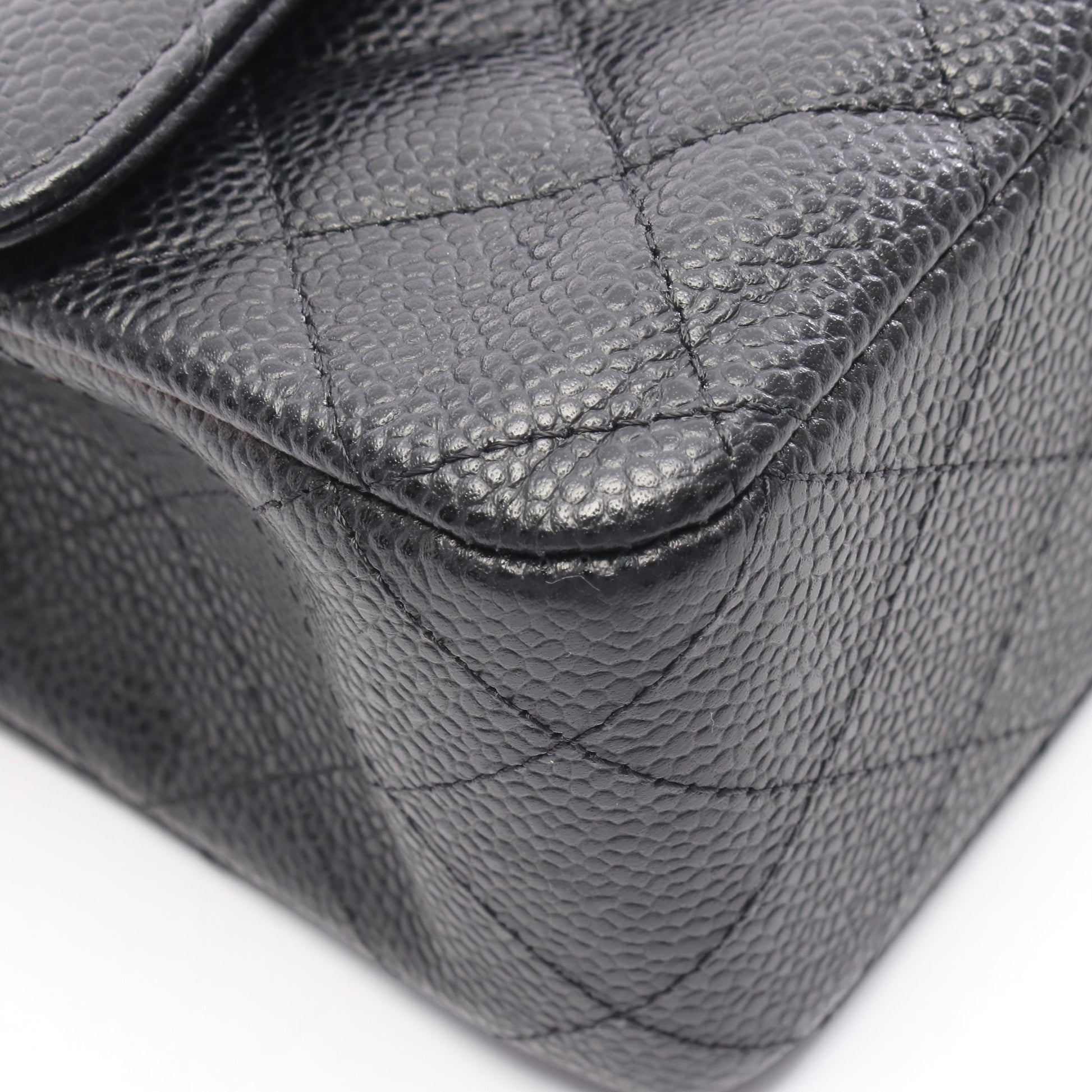 マトラッセ Wフラップ Wチェーンショルダーバッグ キャビアスキン ブラック シルバー金具 シャネル バッグ CHANEL