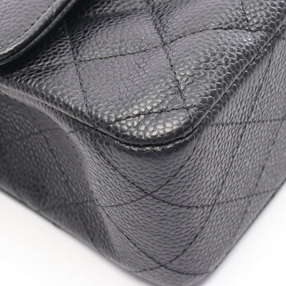 マトラッセ Wフラップ Wチェーンショルダーバッグ キャビアスキン ブラック シルバー金具 シャネル バッグ CHANEL