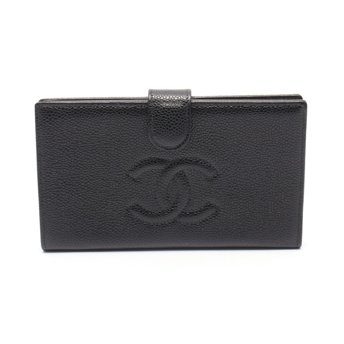 ココマーク 二つ折り長財布 キャビアスキン ブラック ゴールド金具 シャネル 財布・小物 CHANEL