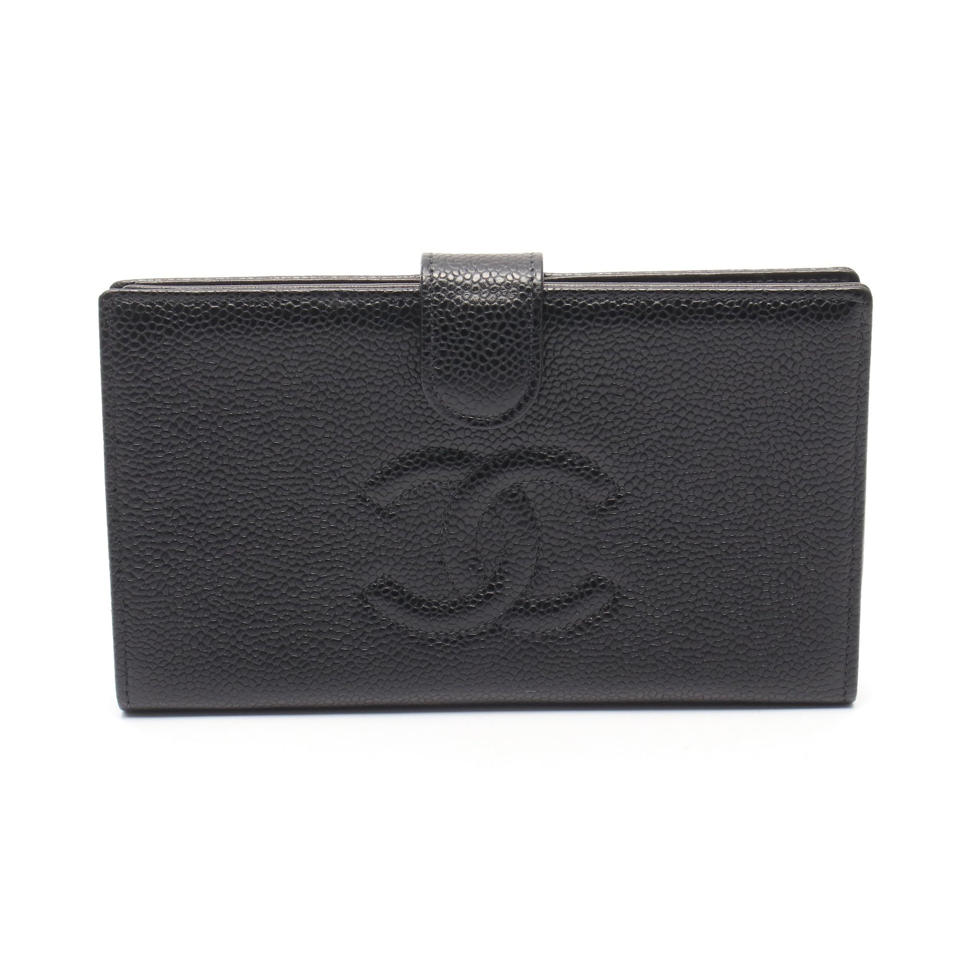 ココマーク 二つ折り長財布 キャビアスキン ブラック ゴールド金具 シャネル 財布・小物 CHANEL