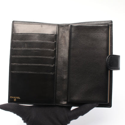 ココマーク 二つ折り長財布 キャビアスキン ブラック ゴールド金具 シャネル 財布・小物 CHANEL