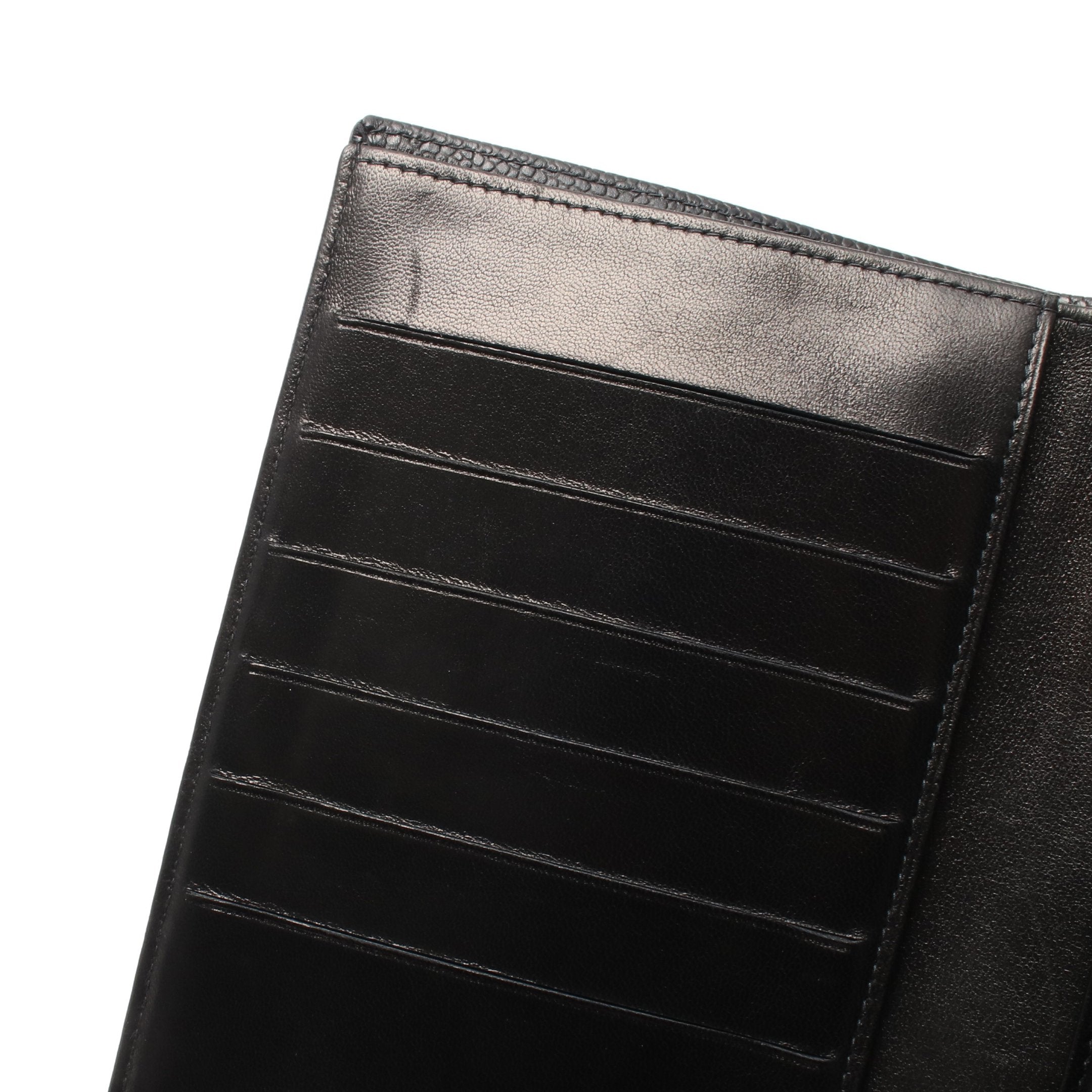 ココマーク 二つ折り長財布 キャビアスキン ブラック ゴールド金具