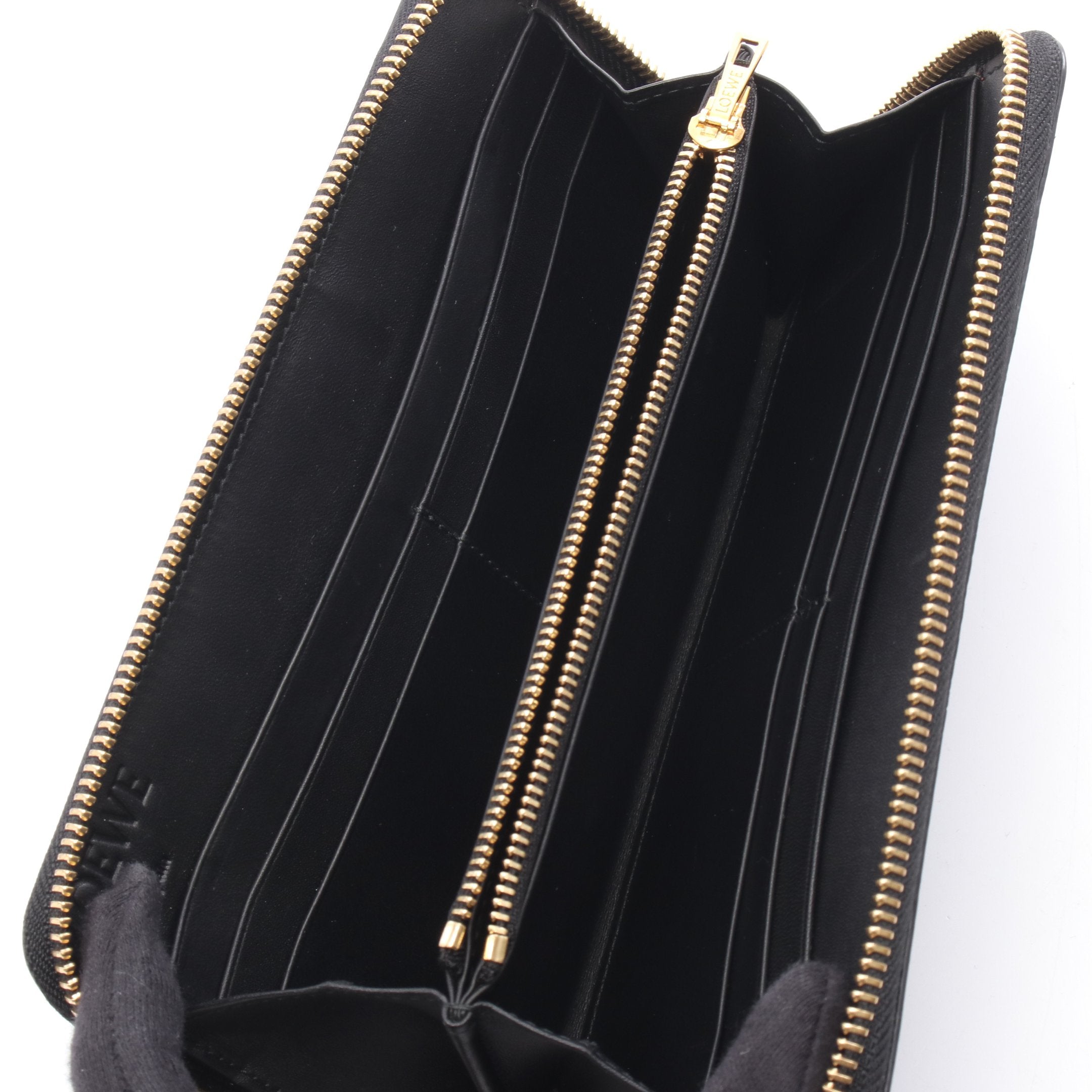 アナグラム ラウンドファスナー長財布 レザー ブラック ロエベ – RECLO