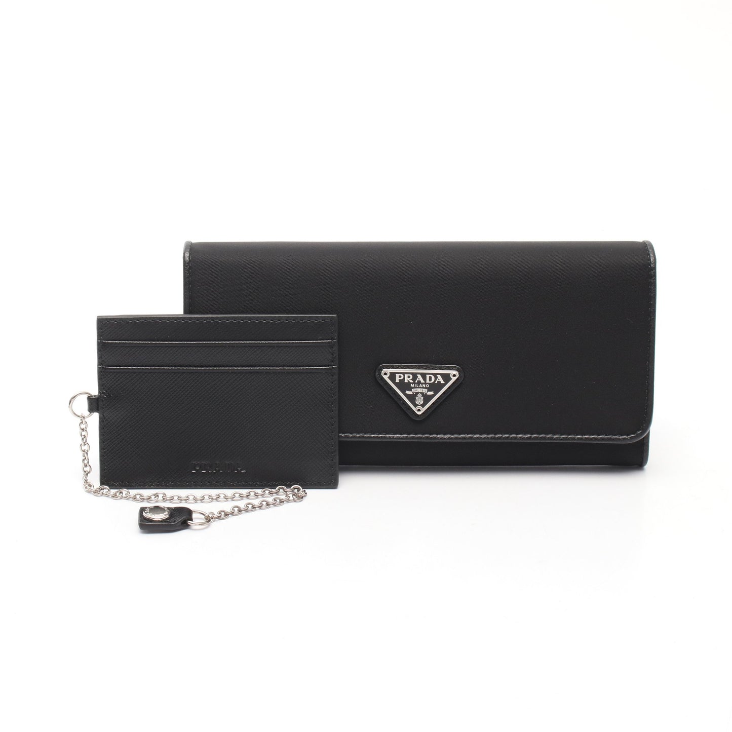 TESSUTO 二つ折り長財布 ナイロン レザー ブラック プラダ 財布・小物 PRADA