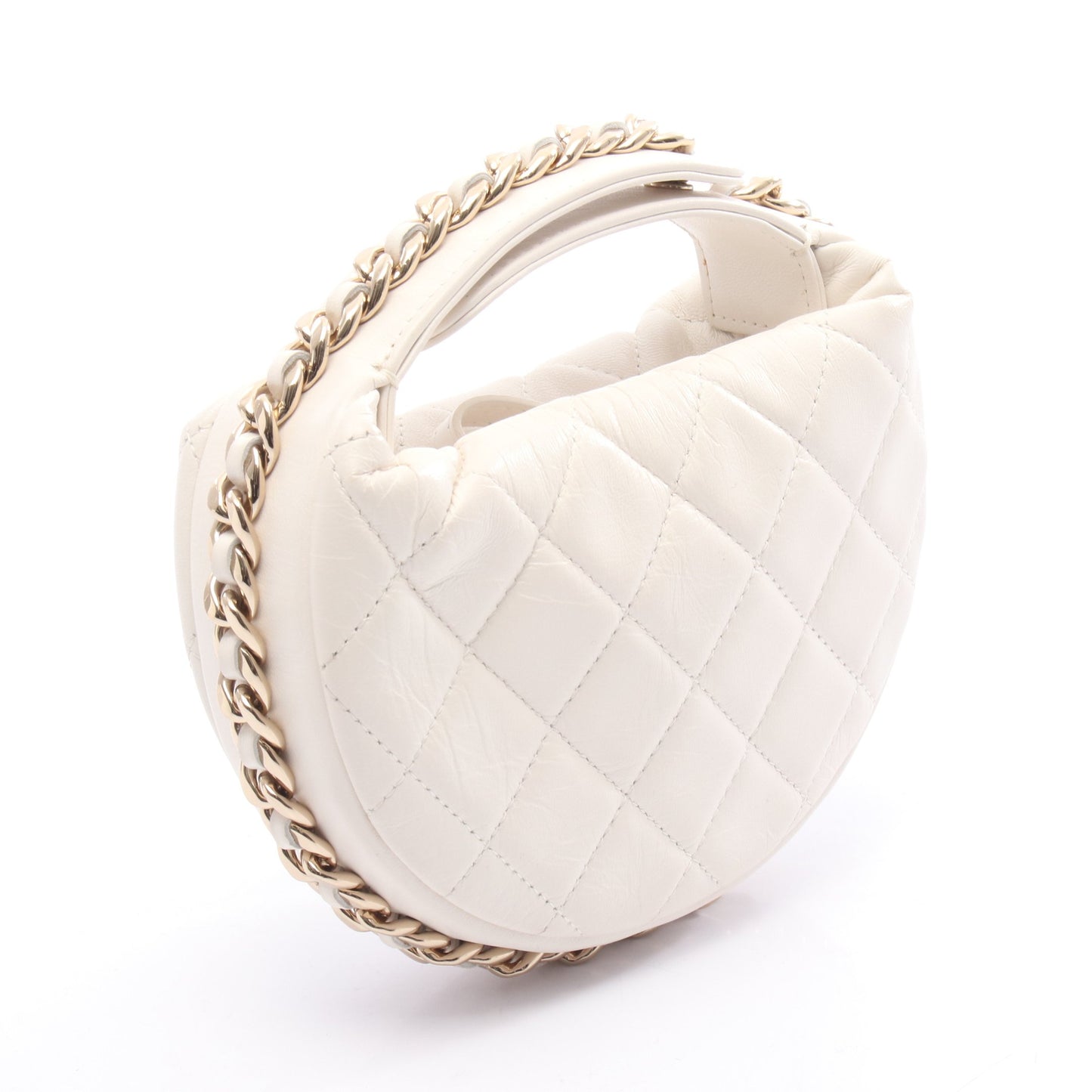 マトラッセ ハンドバッグ レザー ホワイト ゴールド金具 シャネル バッグ CHANEL