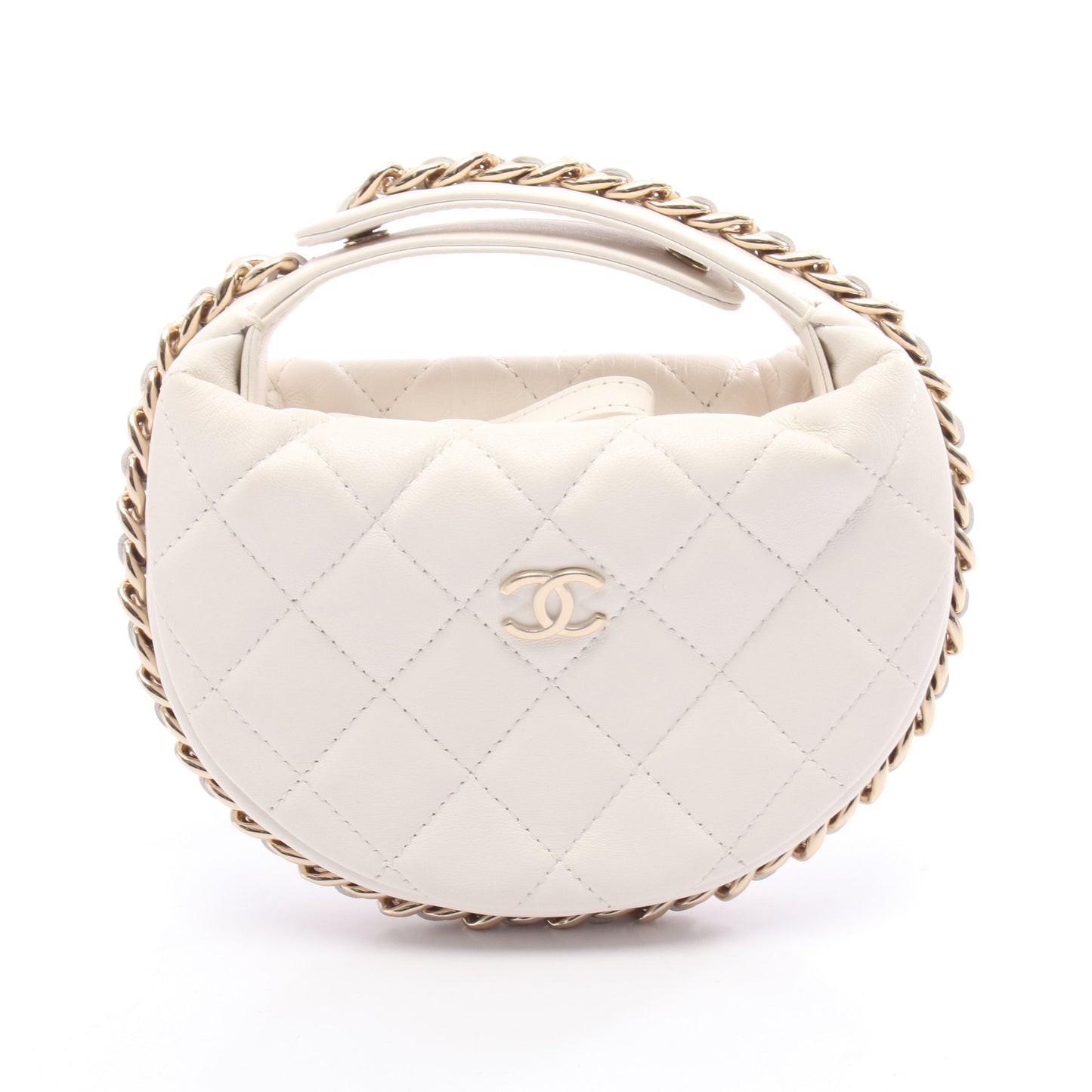 マトラッセ ハンドバッグ レザー ホワイト ゴールド金具 シャネル バッグ CHANEL