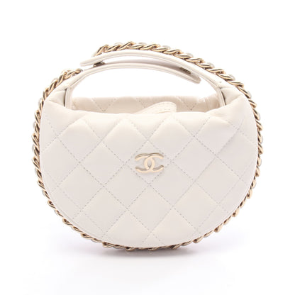 マトラッセ ハンドバッグ レザー ホワイト ゴールド金具 シャネル バッグ CHANEL