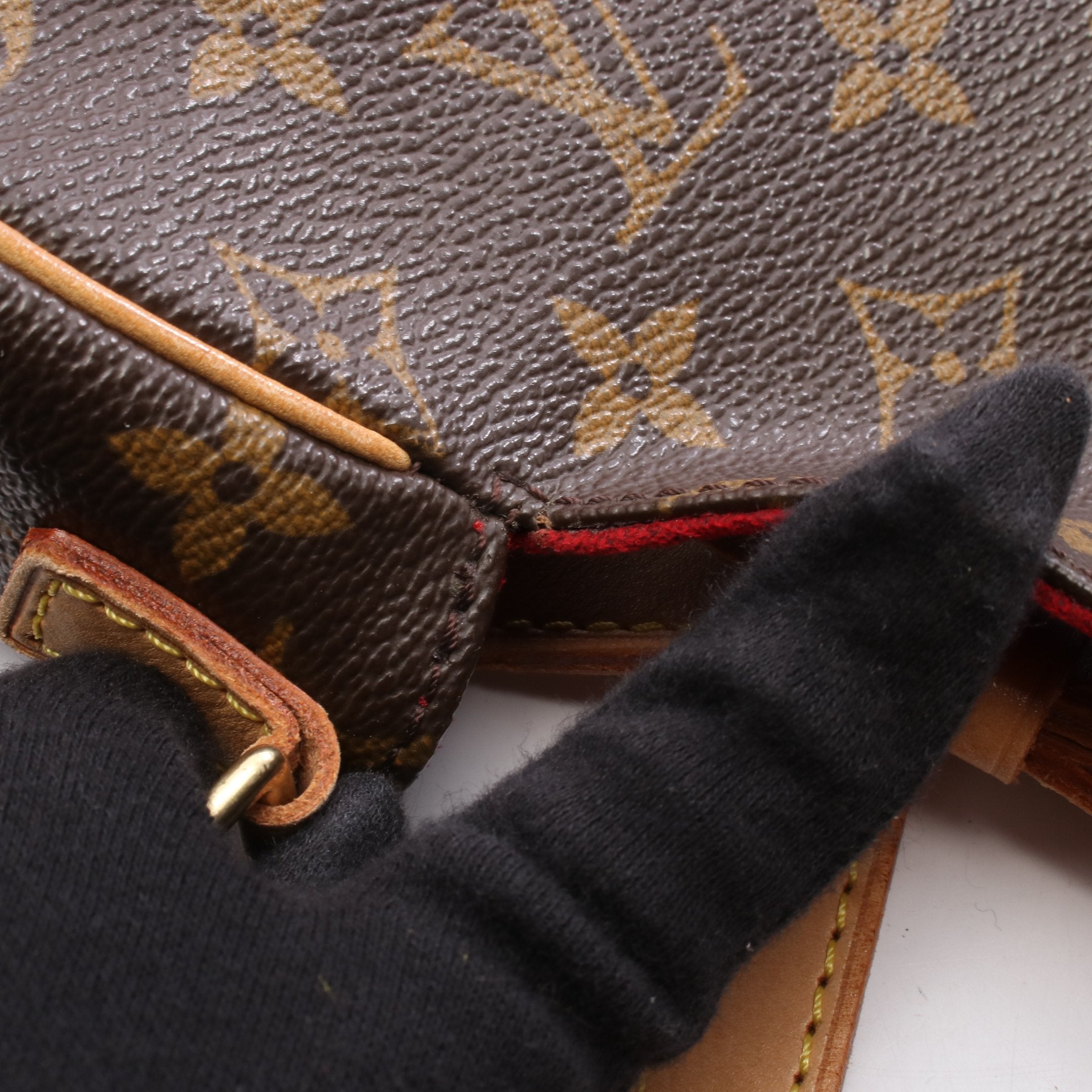 タンブラン モノグラム ショルダーバッグ PVC レザー ブラウン ルイ