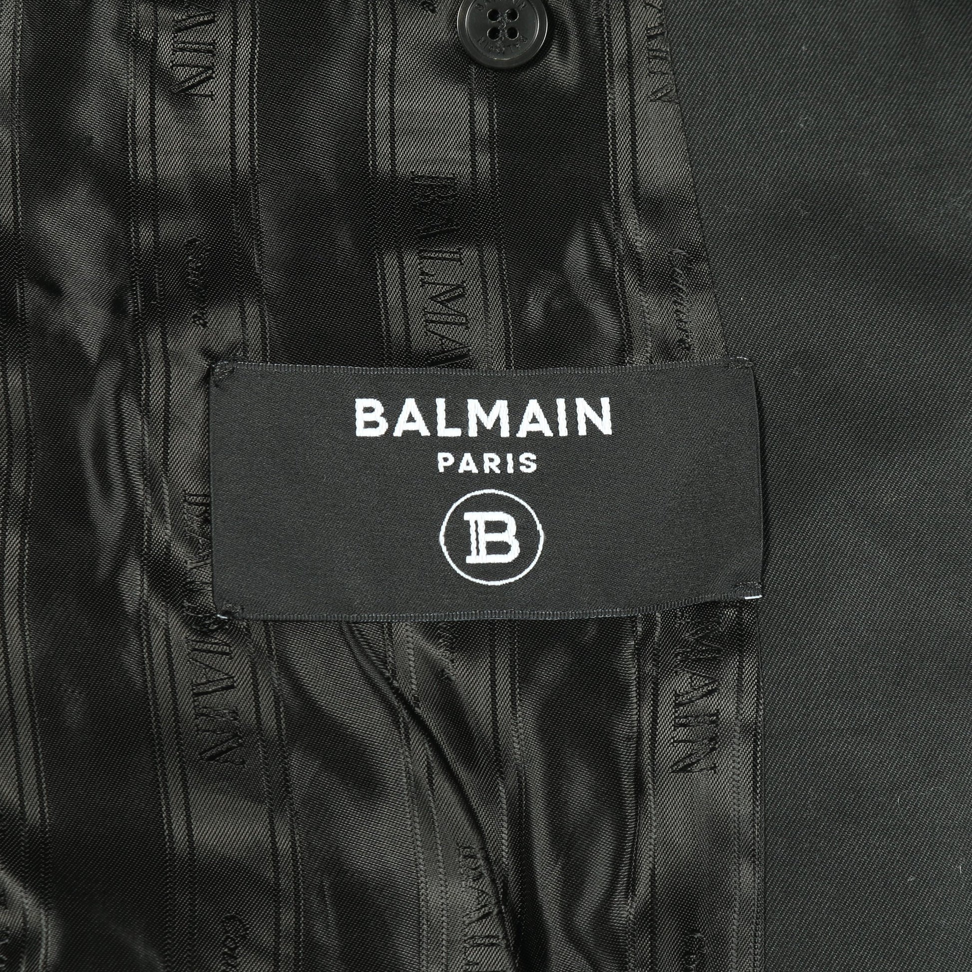 ジャケット コットン ブラック ライオンボタン バルマン アウター BALMAIN