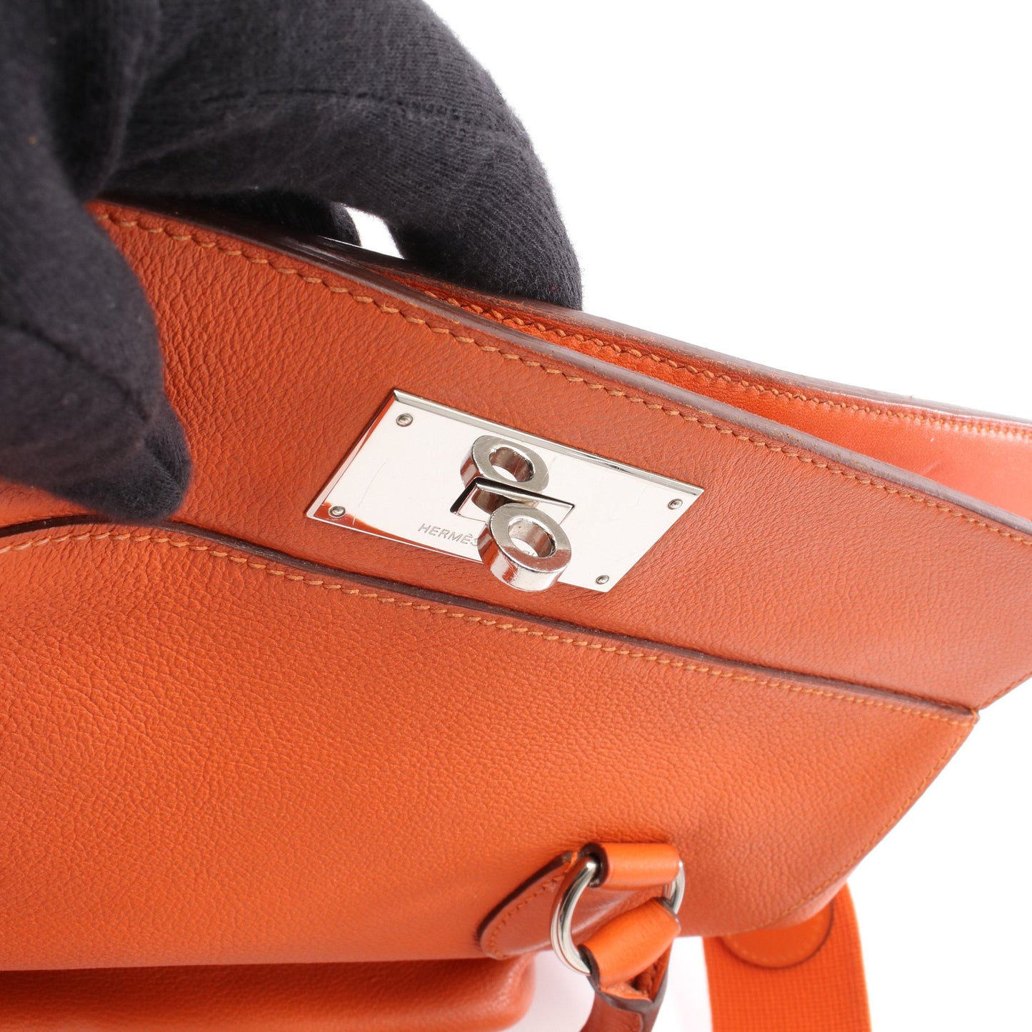 ツールボックス26 オレンジポピー ハンドバッグ エバーカラー オレンジ シルバー金具 T刻印 エルメス バッグ HERMES
