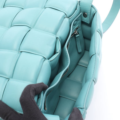 パデット カセット イントレチャート ショルダーバッグ レザー ターコイズブルー ボッテガヴェネタ バッグ BOTTEGA VENETA