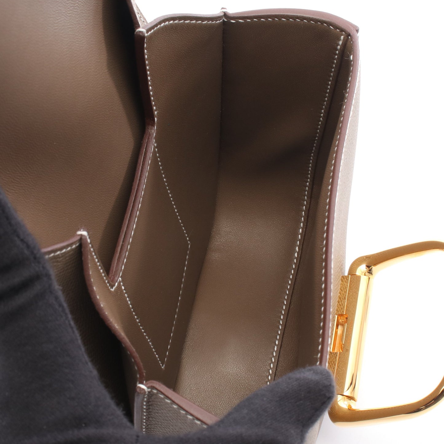 デッラ カヴァッレリア ミニ ショルダーバッグ ヴォーエプソン グレーブラウン ゴールド金具 U刻印 エルメス バッグ HERMES