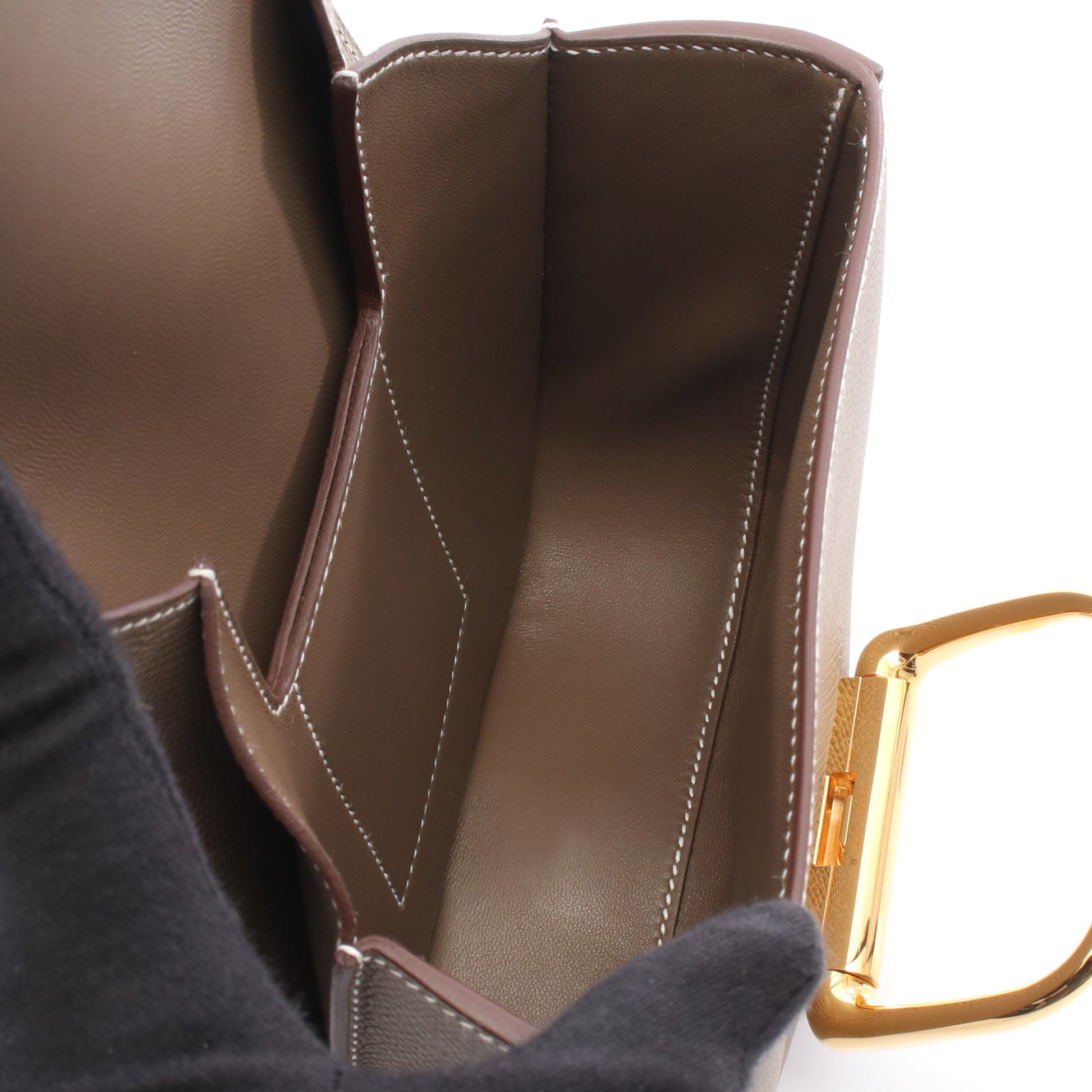 デッラ カヴァッレリア ミニ ショルダーバッグ ヴォーエプソン グレーブラウン ゴールド金具 U刻印 エルメス バッグ HERMES
