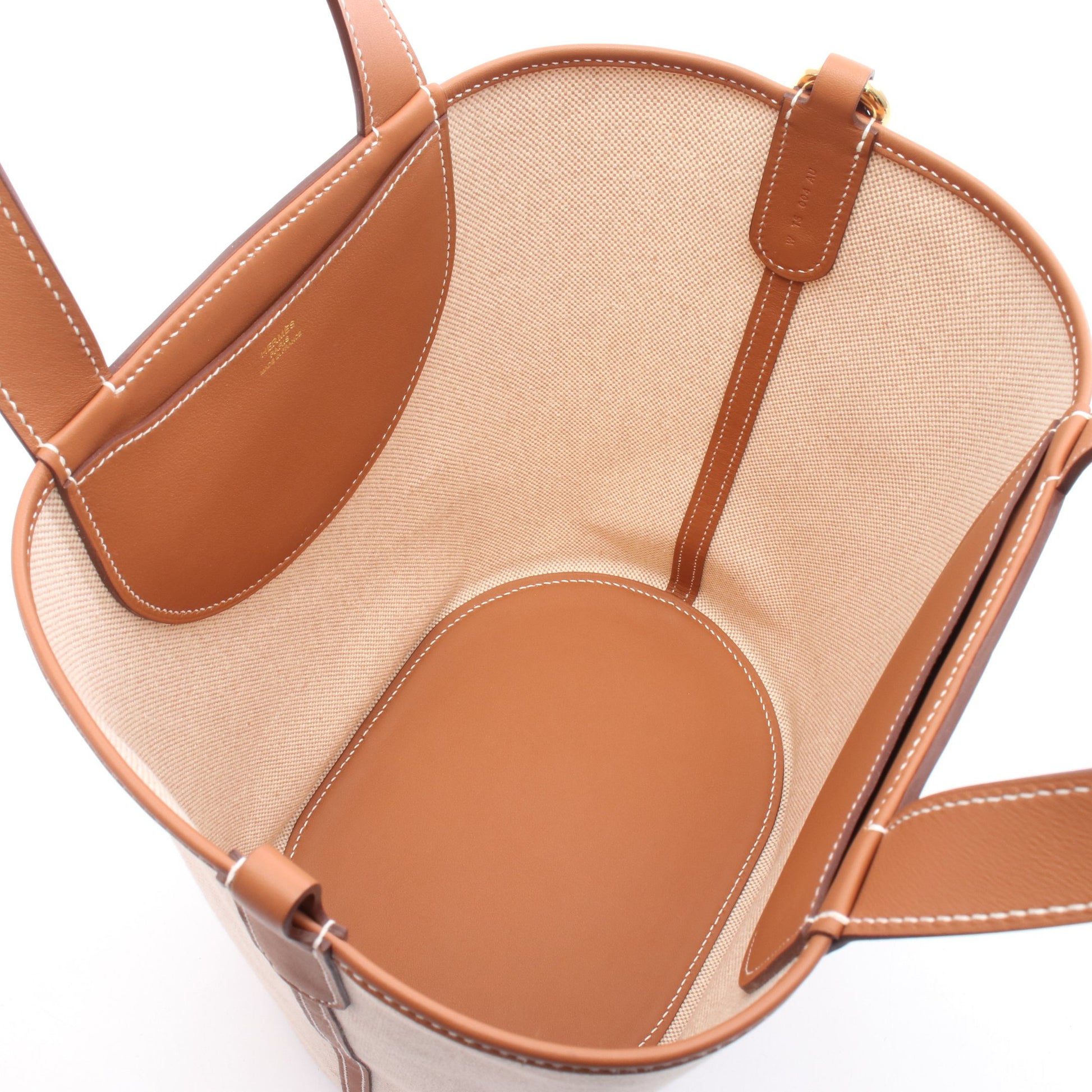 インザループ23 ハンドバッグ トワルアッシュ ヴォースイフト ベージュ ブラウン ゴールド金具 W刻印 エルメス バッグ HERMES