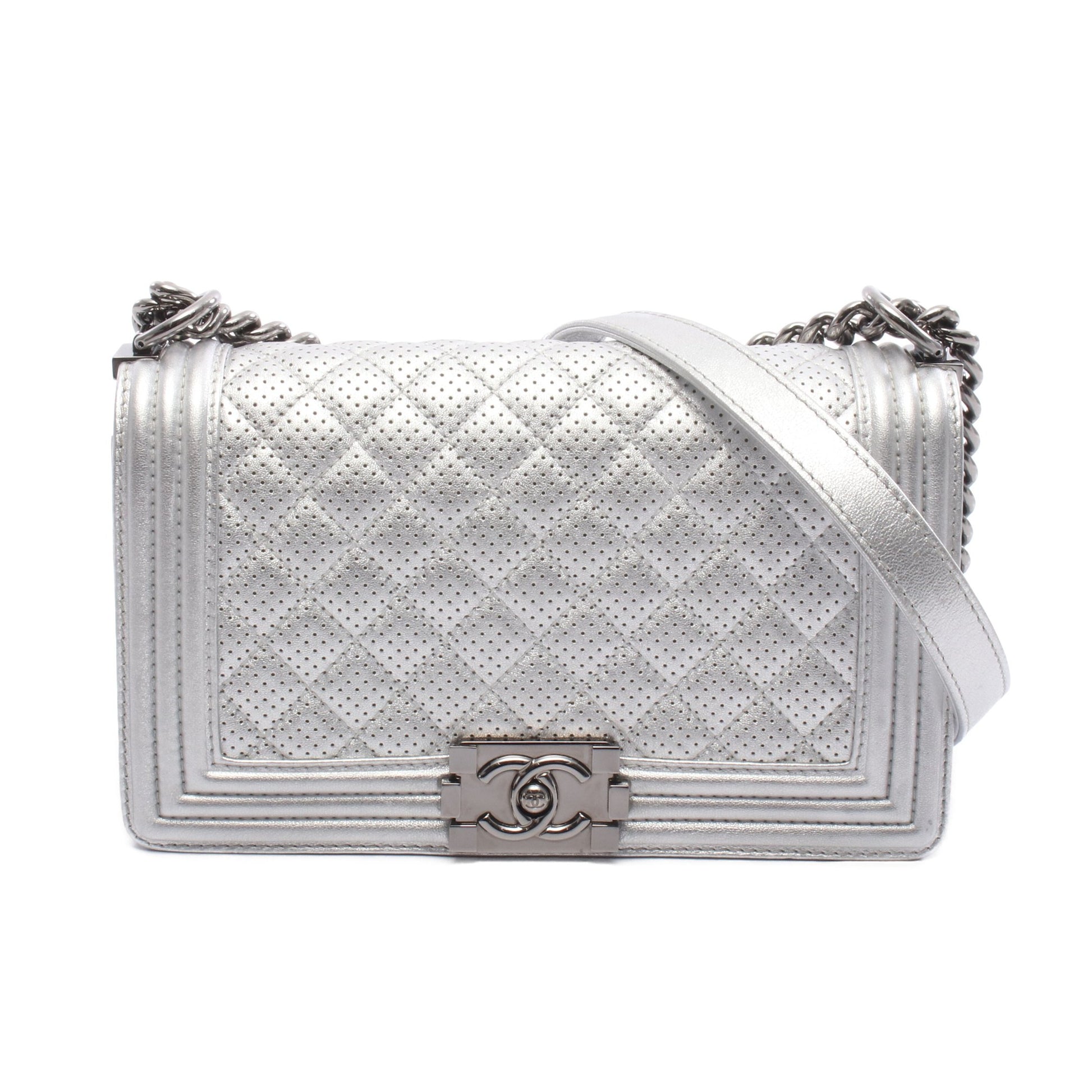 ボーイシャネル チェーンショルダーバッグ レザー シルバー シルバー金具 シャネル バッグ CHANEL