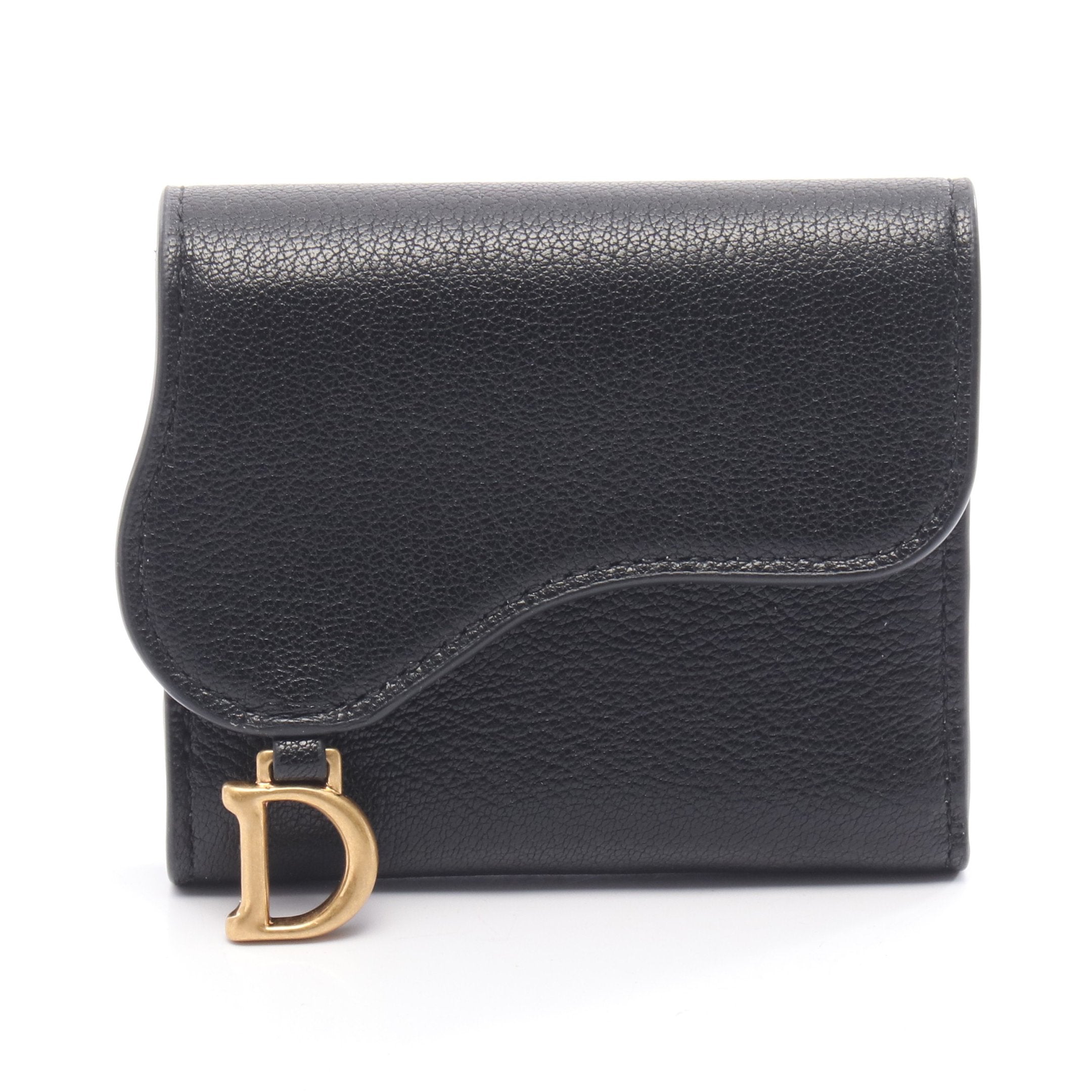 最終値下げ‼️DIOR◎サドルロータスウォレット 三つ折り財布 サドル ロータスウォレット 三つ折り財布 レザー ブラック