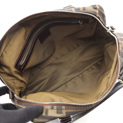 ズッカ ハンドバッグ キャンバス レザー ブラウン ダークブラウン 2WAY フェンディ バッグ FENDI