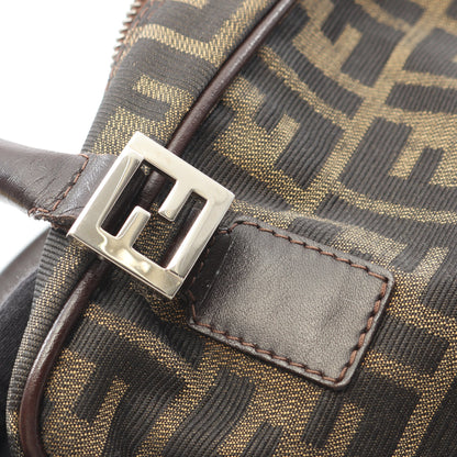 ズッカ ハンドバッグ キャンバス レザー ブラウン ダークブラウン 2WAY フェンディ バッグ FENDI
