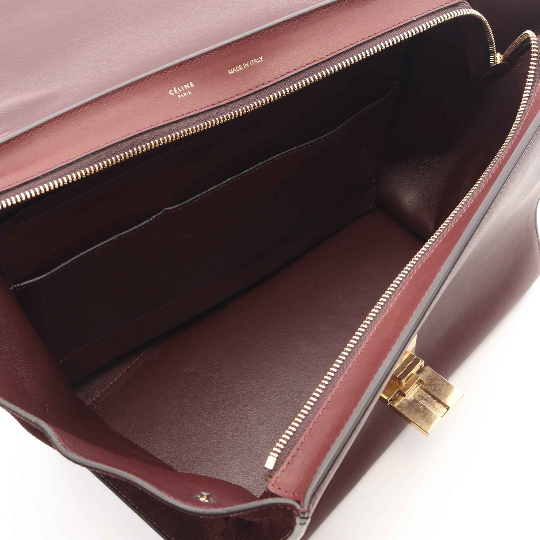 トラペーズ ミディアム ハンドバッグ レザー スエード ボルドー 2WAY