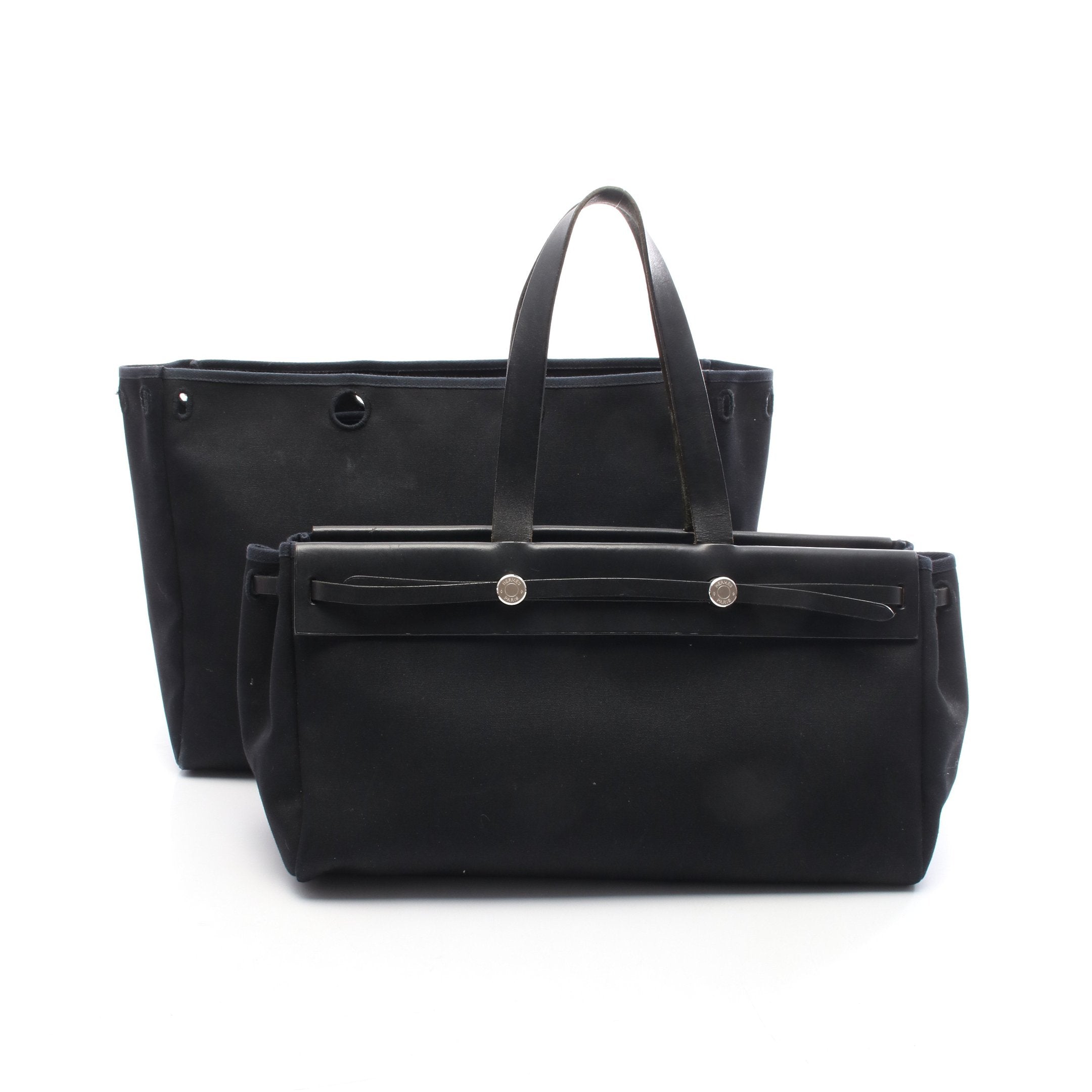 エルメス HERMES バッグ トートバッグ トワルオフィシエ×レザー 黒 