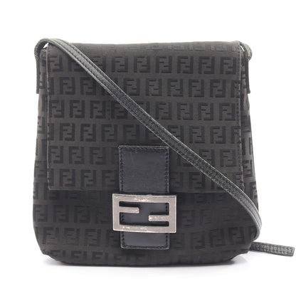 ズッキーノ ショルダーバッグ キャンバス レザー ブラック フェンディ バッグ FENDI
