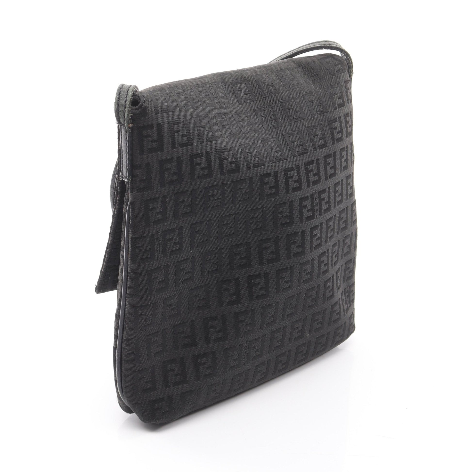 ズッキーノ ショルダーバッグ キャンバス レザー ブラック フェンディ バッグ FENDI