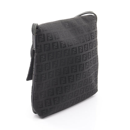 ズッキーノ ショルダーバッグ キャンバス レザー ブラック フェンディ バッグ FENDI