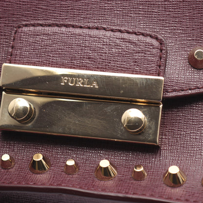 JULIA ジュリア チェーンショルダーバッグ スタッズ レザー ダークパープル フルラ バッグ FURLA