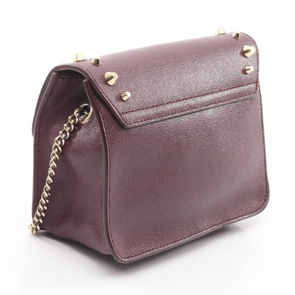 JULIA ジュリア チェーンショルダーバッグ スタッズ レザー ダークパープル フルラ バッグ FURLA
