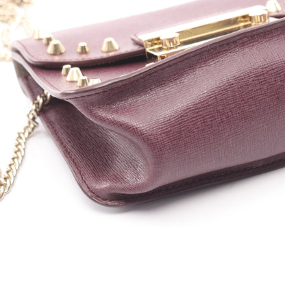 JULIA ジュリア チェーンショルダーバッグ スタッズ レザー ダークパープル フルラ バッグ FURLA