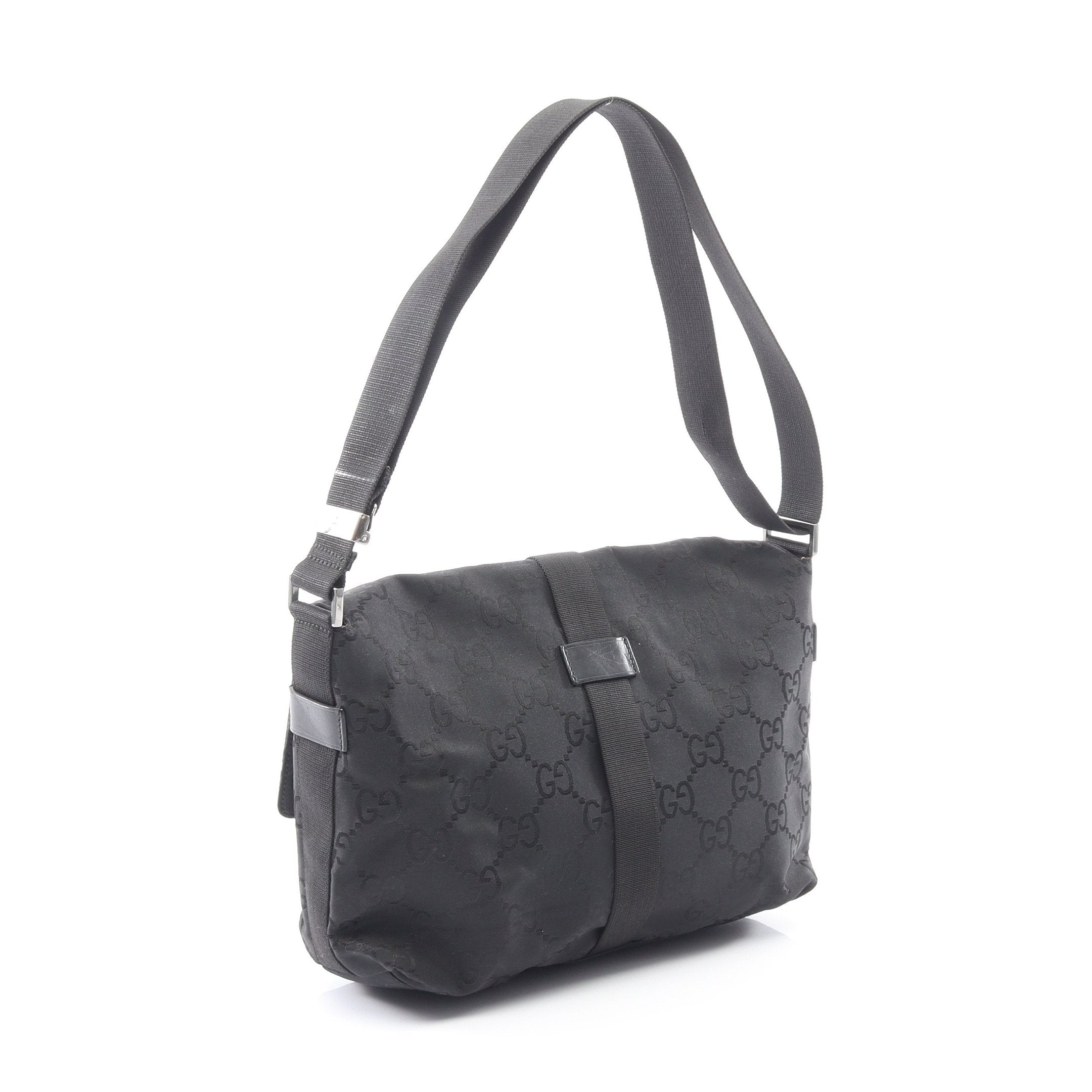 GGナイロン ショルダーバッグ ナイロン レザー ブラック グッチ – RECLO