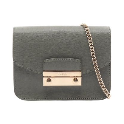JULIA ジュリア チェーンショルダーバッグ レザー グレーグリーン フルラ バッグ FURLA