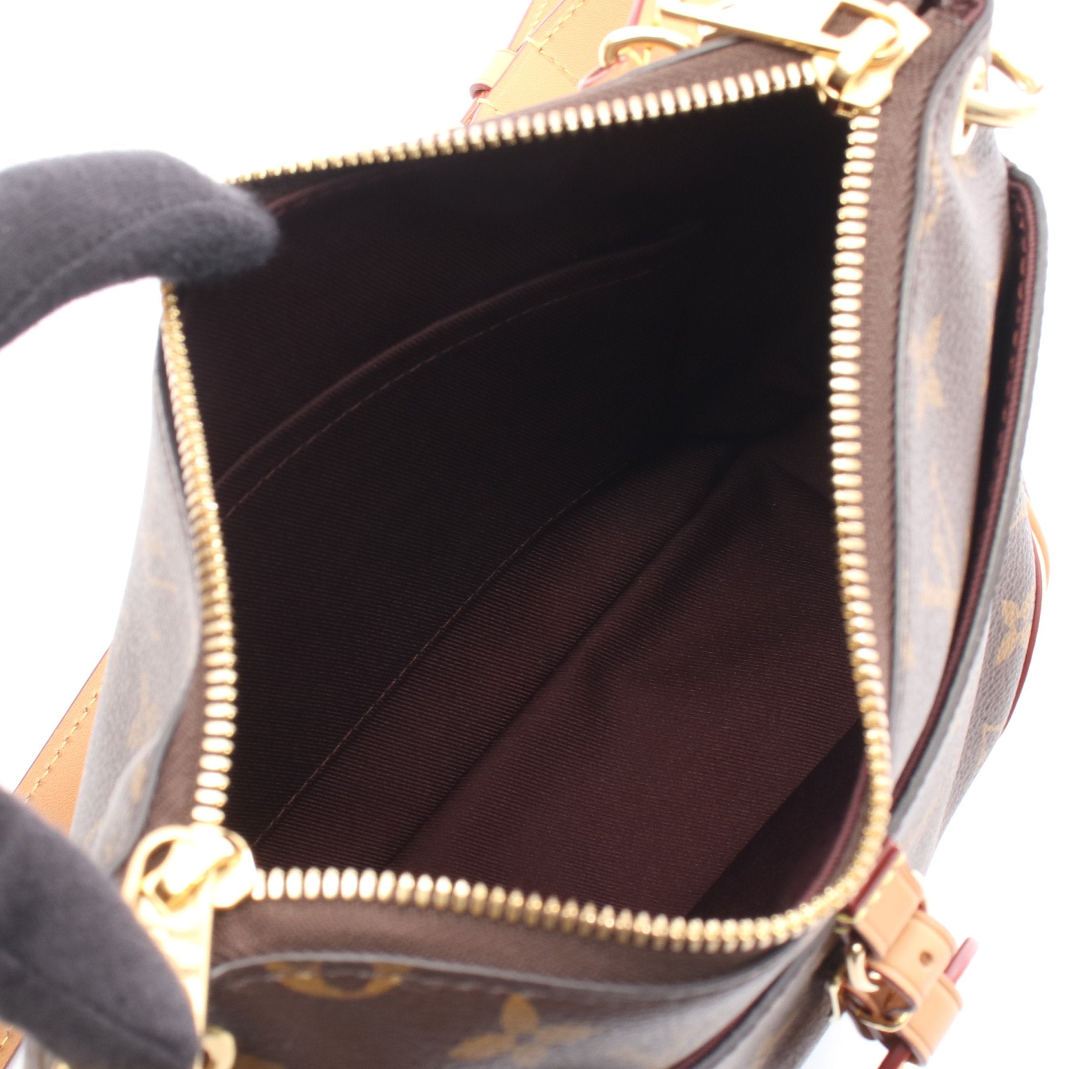 オデオン NM MM モノグラム ショルダーバッグ PVC レザー ブラウン