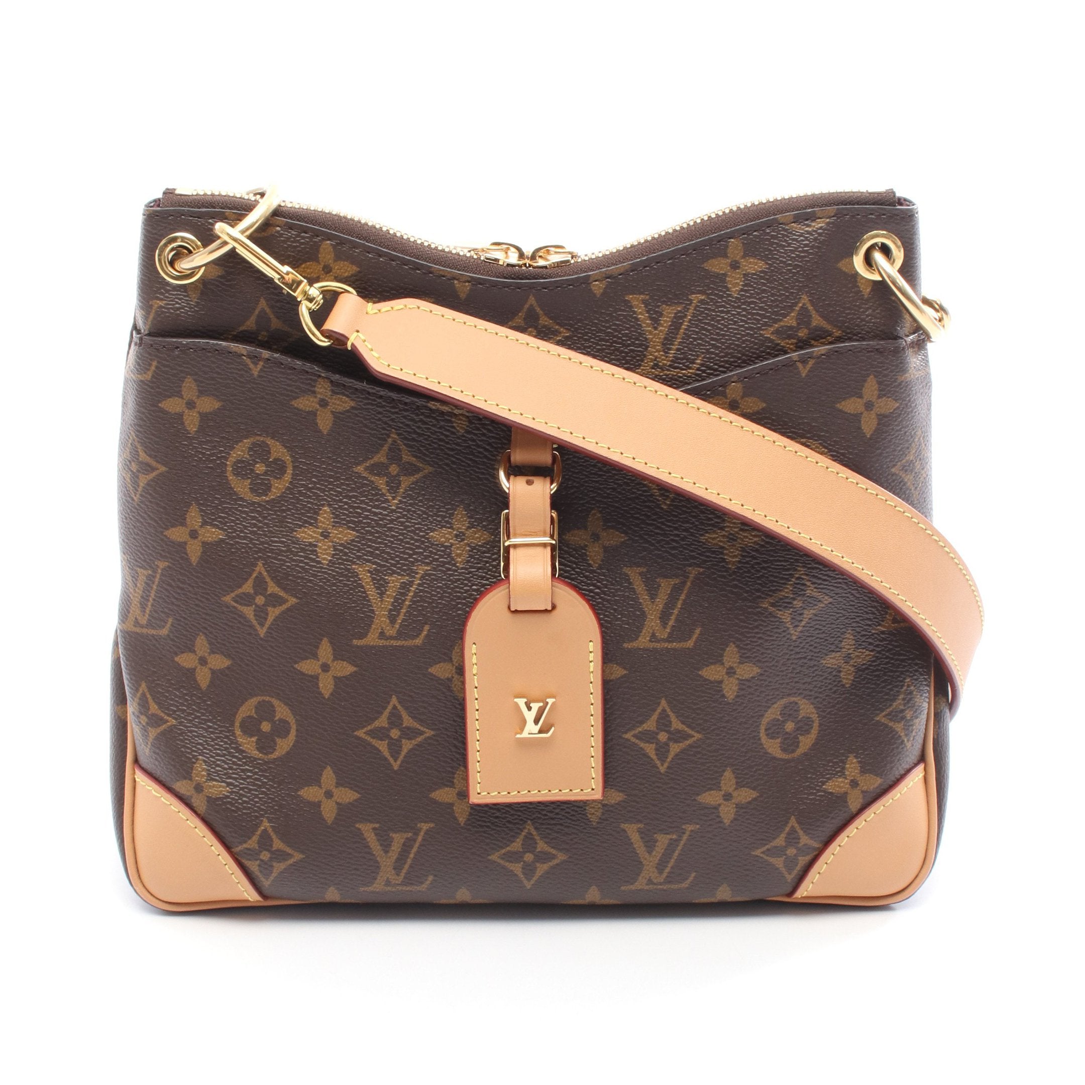 オデオン NM MM モノグラム ショルダーバッグ PVC レザー ブラウン