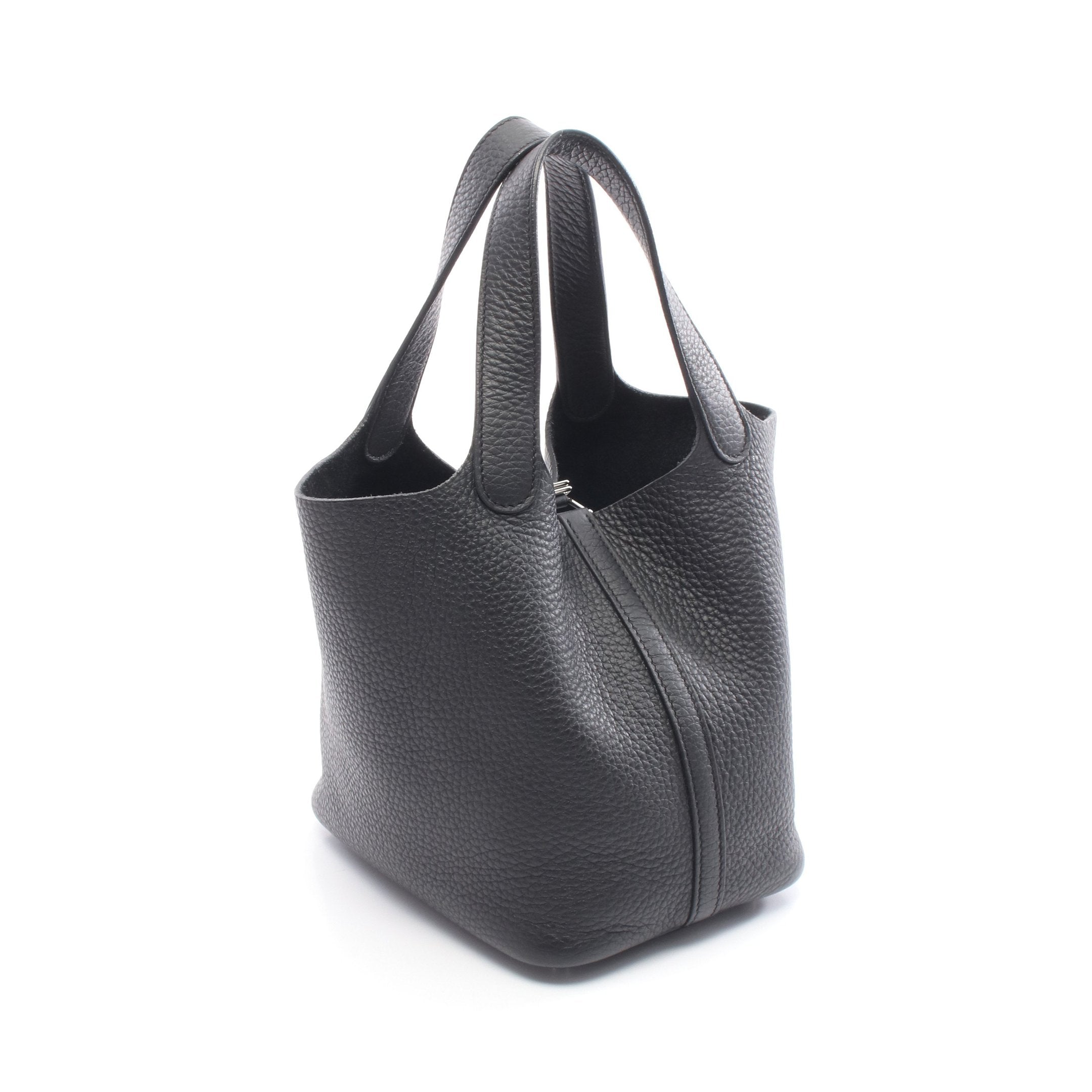 ピコタンロックPM ハンドバッグ トリヨンクレマンス ブラック シルバー