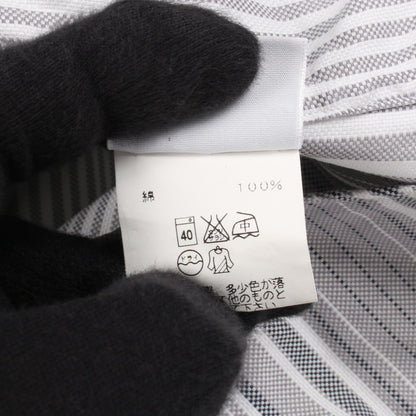 セリエボタン シャツ 長袖 ストライプ コットン ライトグレー ホワイト エルメス トップス HERMES
