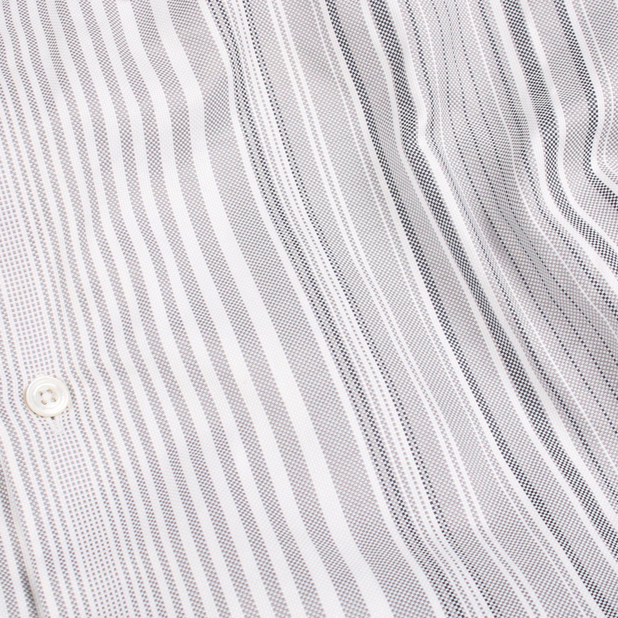 セリエボタン シャツ 長袖 ストライプ コットン ライトグレー ホワイト
