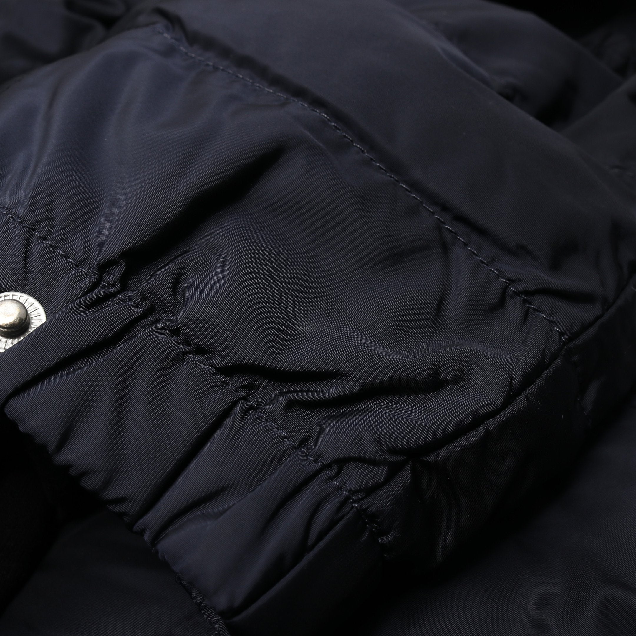 ダウンジャケット ナイロン ネイビー ライトブルー フード付き プラダ